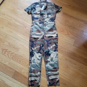 NWOT Outerknown SEA Camouflage Short Sleeve Jumpsuit Size S